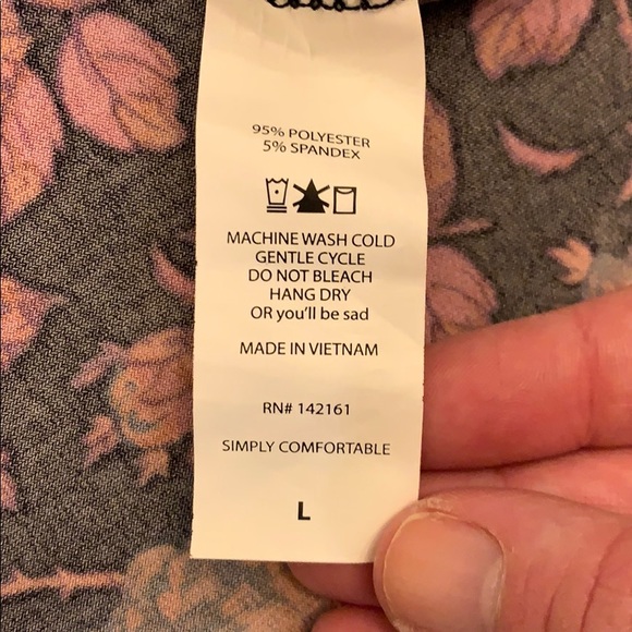 Black + Pink Floral LuLaRoe Azure Skirt, size L - Picture 4 of 5